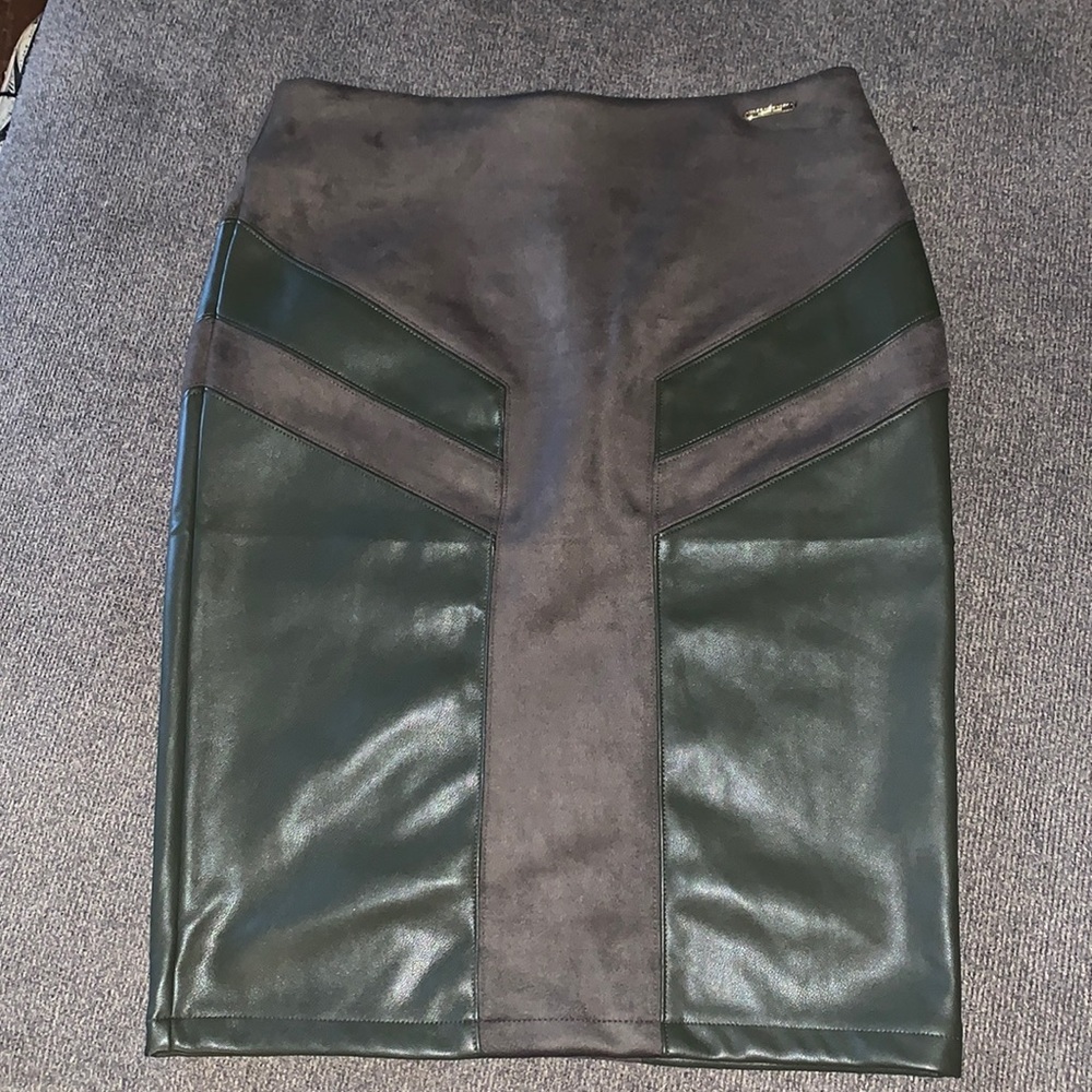 Army green penciled skirt
